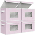 Univivi Fabric Foldable Storage Boxes [4-Pack] Large Collapsible Stackable Storage Bins with Lids, Closet Organizers and Stor