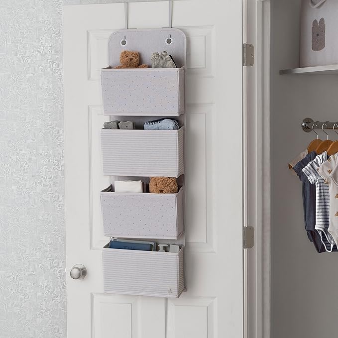Delta Children GAP babyGap 2-Pack Over the Door Storage Organizer with 4 Pockets, Grey