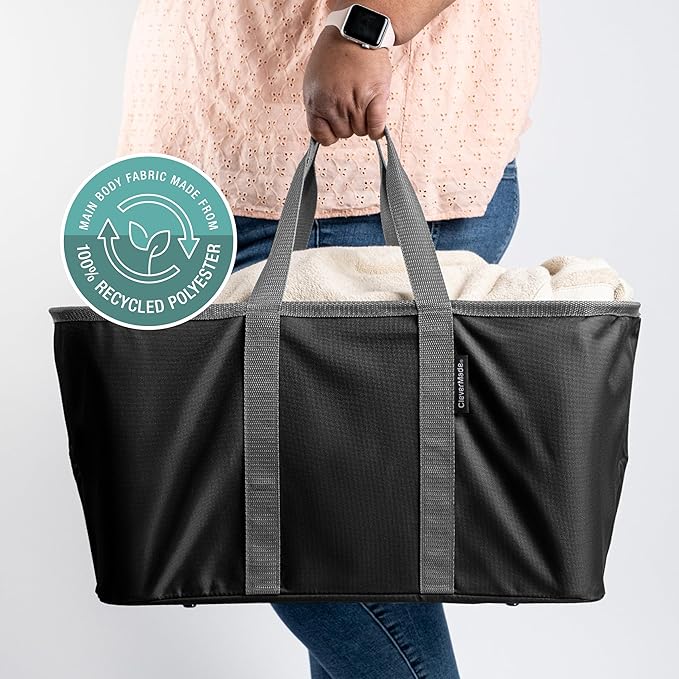 CleverMade Collapsible Laundry Tote 2-Pack (50L) – Foldable Carry-All Storage Bin for Laundry, Car Trunk, RV, Dorm & Home Org