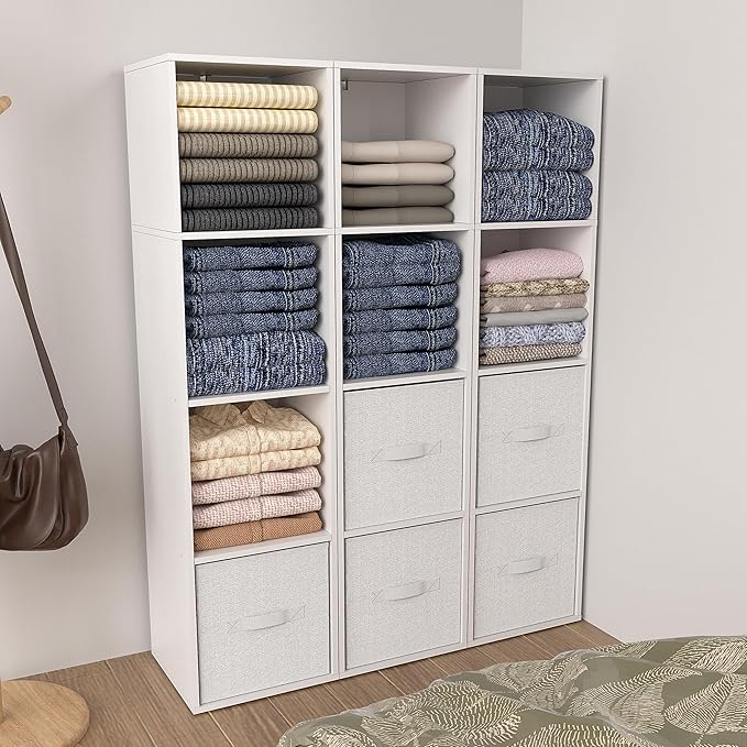 4 Cube Storage Organizer, Cube Shelf, Freestanding 4 Tier Open Shelf Bookcase for Home Office, Bedroom, Living Room, Study, W