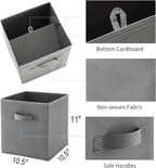 MAX Houser 6 Pack Foldable Fabric Storage Bins with Handles - Ideal for Closet Organization, Bedroom and Nursery (Grey, 10.5"
