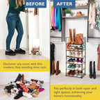 Sundaze Shoe Rack - 6 Tier Tall Shoe Rack for Closet, Sturdy Stackable Shoe Organizer for Closet, Bedroom, Entryway, Garage, 