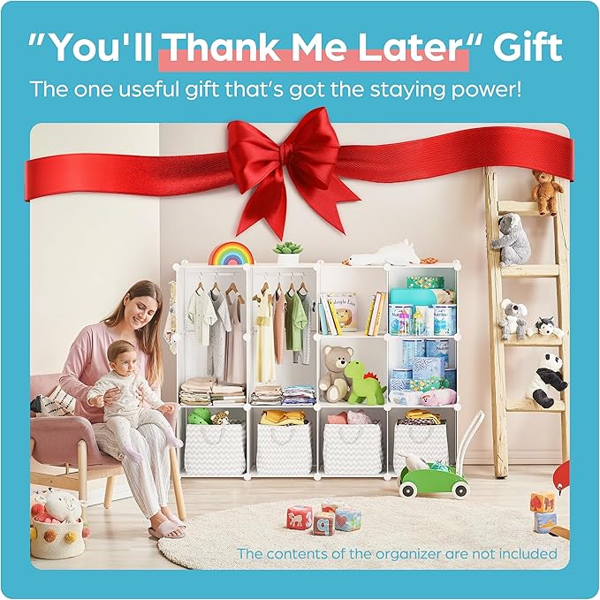 CUBEDIY Baby Closet Organizer for Nursery: Durable Baby Wardrobe for Closet - Customizable Baby Dresser Amoire Shelves - Wate