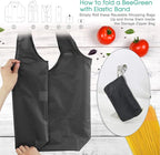 BeeGreen 10 Pack Black Reusable Grocery Bags with Storage Pouch Reusable Shopping Bags Bulk with Elastic Band 50LBS X-Large-Foldable-Washable-Heavy Duty-Waterproof Grocery Tote Bags