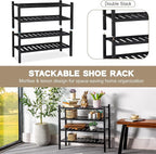 VICTORY RELAX 2-Tier Acacia Wood Shoe Rack - Stackable Entryway Organizer for Closet, Entryway, Easy Assembly, Indoor/Outdoor