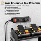 Spampur Power Tool Organizer Wall Mount with Charging Station, 3 Layer Heavy Duty Metal Tool Storage Rack Loads 420lbs with 6