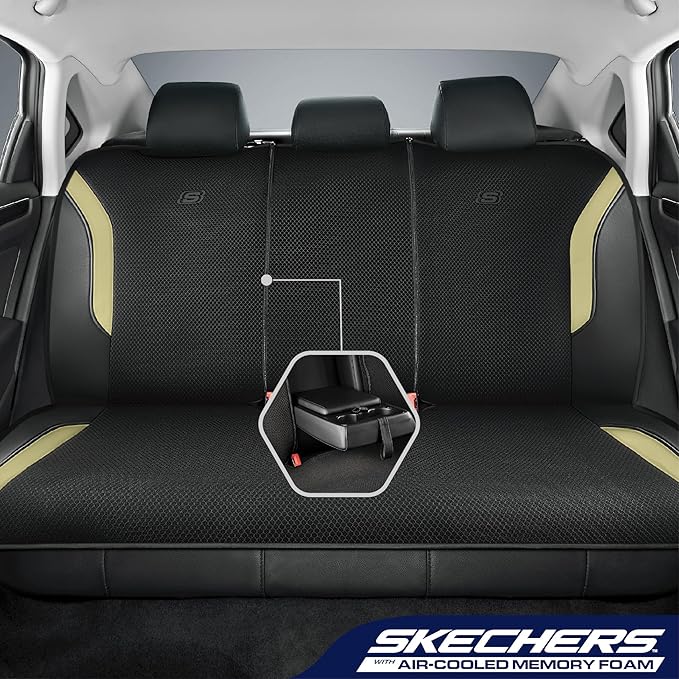 Skechers Memory Foam Car Seat Covers, Air Cool Mesh Thick Seat Covers, Car Seat Full Sets Airbag Compatible, Automotive Comfo