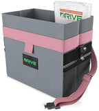 Drive Auto Car Trash Can - Leakproof, Hanging Garbage Bin with 20 Trash Bags and Pink Adjustable Strap - Truck & Car Accessories for Men and Women - Grey with No Lid