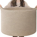 INDRESSME XXXLarge Blanket Basket for Living Room 21.7" x 21.7" x 13.8"-Storage Basket with Handle for Organizing Toy Pillows