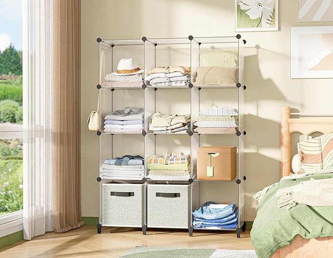 Closet Organizer, 12-cube Closet Organizers and Storage, Portable Cube Storage Organizer, Closet Shelves for Kids, Closet, Be