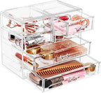 Sorbus Clear Makeup Organizer Display - Stylish Organization and Storage Case for Cosmetics, Jewelry & Hair Accessories - Spa