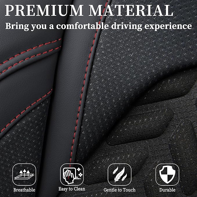 Coverado Seat Covers Full Set, Seat Covers for Cars, Car Seat Covers Winter, Breathable Faux Leather Car Seat Protector Car S