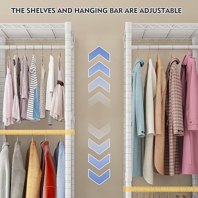 Raybee 90.6" W Extra-Large Clothes Rack with Cover, Freestanding Clothing Racks for Hanging Clothes, Heavy Duty Closet Organi