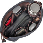 Vercord Canvas Handbag Organizers, Sturdy Purse Insert Organizer Bag in Bag, 10 Pockets Grey Small