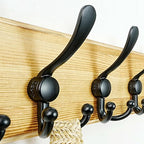 Dseap Coat Rack Wall Mount - Heavy-Duty Robust Rustic Wooden Wall Coat Hanger Hook Rail with 5 Triple Hooks for Winter Coats 