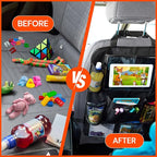 Backseat Car Organizer, Kick Mat Back Seat Protector with Touch Screen Tablet Holder, Back Seat Organizer for Baby & Kids, Travel Accessories with 9 Storage Pockets & 4 Headrest Hooks, Pack of 2-Black