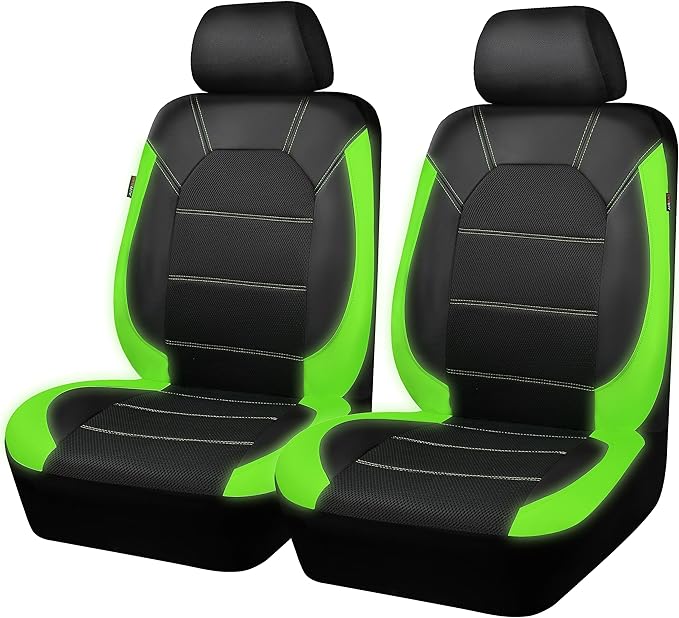 CAR PASS Leather Car Seat Covers Front Seats only, with Air Mesh Front Seat Covers Breathable, Cool Automotive Seat Covers 2 