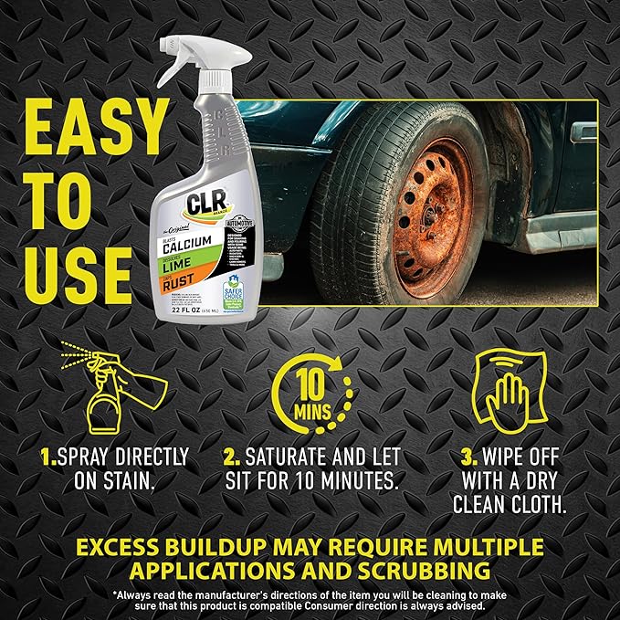 CLR Brands Automotive Calcium, Lime & Rust Remover Spray, 22 oz., Cleaning Spray for Multiple Surfaces, EPA Safer Choice Cert