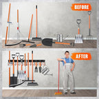 ELEAD 68'' All Metal Adjustable Garden Tool Organizer: Garage Tool Organizer Wall Mount with Orange Hooks, Garage Organizers 