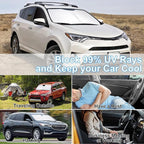 3PCS Car Window Shades Front Windshield Sun Shade Foldable Window Shade Custom Fit for 2013-2018 Toyota RAV4 Accessories Car Shades for Front Windows Anti-UV Rays Block Heat