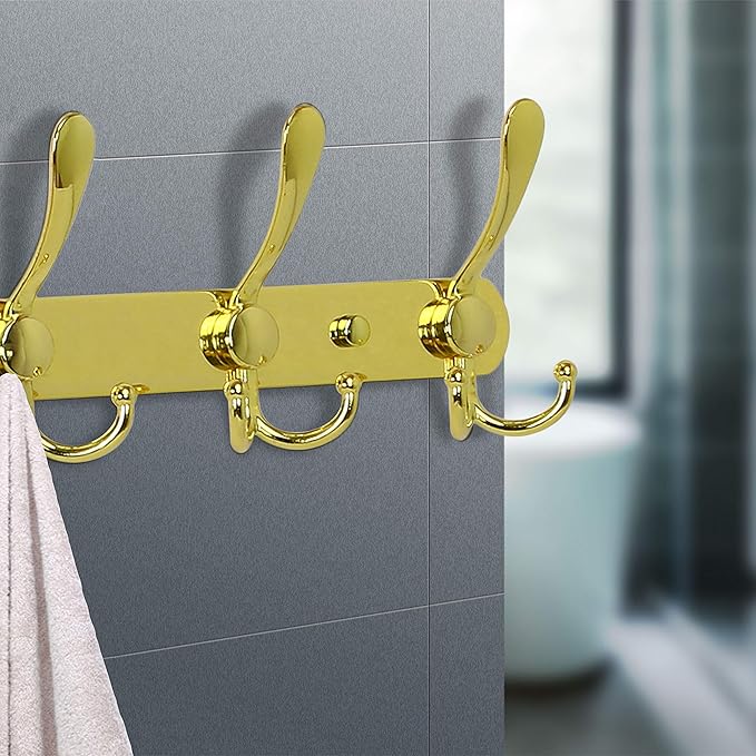 Dseap Coat Rack Wall Mount - 29.5” Long 8-Tri-Hooks Heavy Duty Coat Hanger Rail Wall Hooks for Hanging Coats Hats Clothing Cl