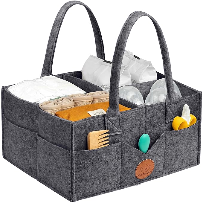 KeaBabies Baby Diaper Caddy Organizer with Handle - Portable Baby Car Organizers and Storage for Nursery, Changing Table, Lar