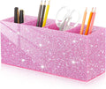 Jetec Acrylic Glitter Pen Holder 4 Compartments Bling Makeup Brush Stationery Organizer Pencil Holder for Desk Accessories Sp