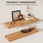 30 Inch Floating Shelves for Wall, 8"D High End Solid Hardwood Shelves for Decor Storage, Rustic Wall Shelves with Invisible 