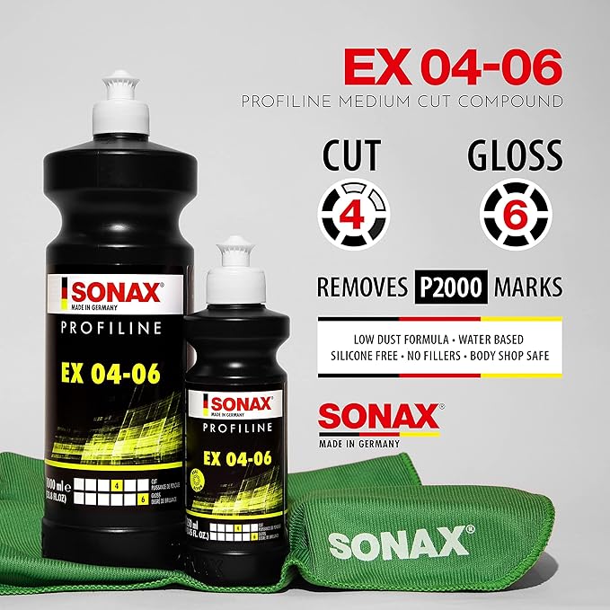 Sonax Profiline EX 04-06, 8.45 fl. oz. (Pack of 2) - Medium Cut Metal Polishing Compound