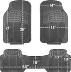 FH Group Climaproof™ Trimmable Non-Slip Vinyl Floor Mats Full Set - Universal Fit for Cars Trucks and SUVs (Gray) F11306 + F16400