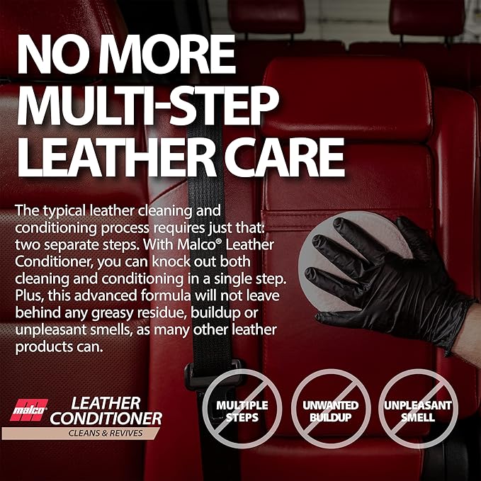 Malco Leather Conditioner for Cars - Cleans and Conditions Automotive Seats & Surfaces/Natural Moisturizers Soften, Restore a