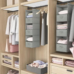 MAX Houser 6 Tier Shelf Hanging Closet Organizer, Closet Hanging Shelf with 2 Sturdy Hooks for Storage, Foldable (Light Grey-