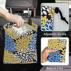 Chrysanthemum Car Trash Bag,Aster Flowers Hanging Drawstring Car Garbage Bag,Waterproof Canvas Car Back Seat Organizer with Adjustable Buckle,for Vehicles,SUVs,Camping,Road Trips