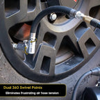 JACO Lightning L2X Quick-Connect Locking Tire Inflator Air Chuck Extension | Patented Lock-on Compressor Hose Attachment | 90 Degree Adapter (Open Flow)