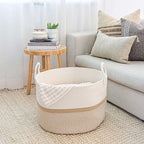 OrganiHaus Large Woven Storage Basket for Blankets and Toys 20" x 13" Inch, Rope Laundry Basket with Handles, Cushions & Pill