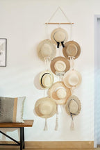 Mkono Hat Rack Hat Hangers for Wall Boho Caps Storage Display Organizer with Decorative Tassels Modern Cowboy Womens Hat Disp