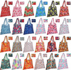 Eccliy 24 Pieces Reusable Grocery Bags Polyester Shopping Bags for Groceries Multi Colors Reusable Foldable Shopping Tote(Plants Style)