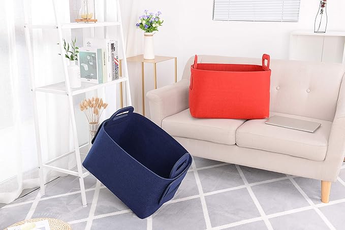 Storage Basket Felt Storage Bin Collapsible& Convenient Box Organizer with Carry Handles for Office Bedroom Closet Babies Nur