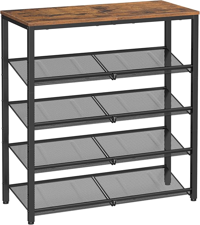 VASAGLE Shoe Rack for Entryway, 5-Tier Shoe Rack Organizer with Storage Shelves and Spacious Top, Freestanding, Adjustable, I