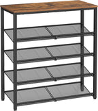 VASAGLE Shoe Rack for Entryway, 5-Tier Shoe Rack Organizer with Storage Shelves and Spacious Top, Freestanding, Adjustable, I
