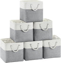 FinishingBo Fabric Cubes Storage Basket, 6 Pack 11x11 in with Handles Cube Storage Bins, for Shelves, Home, Office Organizers