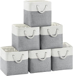 FinishingBo Fabric Cubes Storage Basket, 6 Pack 11x11 in with Handles Cube Storage Bins, for Shelves, Home, Office Organizers