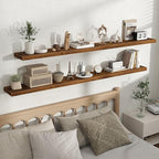 Fun Memories Floating Shelves for Wall, Rustic Wood Wall Mounted Shelves for Bathroom, Bedroom, Living Room and Kitchen, Stor