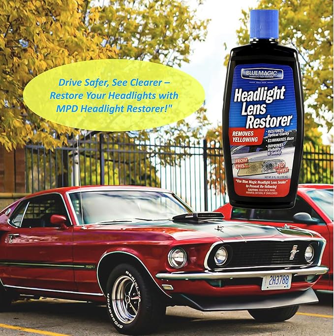 MPD Cobalt Charm Headlight Restorer – 8 oz | Removes Yellowing, Haze & Oxidation | Restores Lens Clarity & Brightness | Enhan