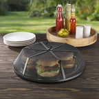 Gourmet Basics by Mikasa Mango Wood Lazy Susan with Iron Mesh Food Dome Cover, 14.5 Inch