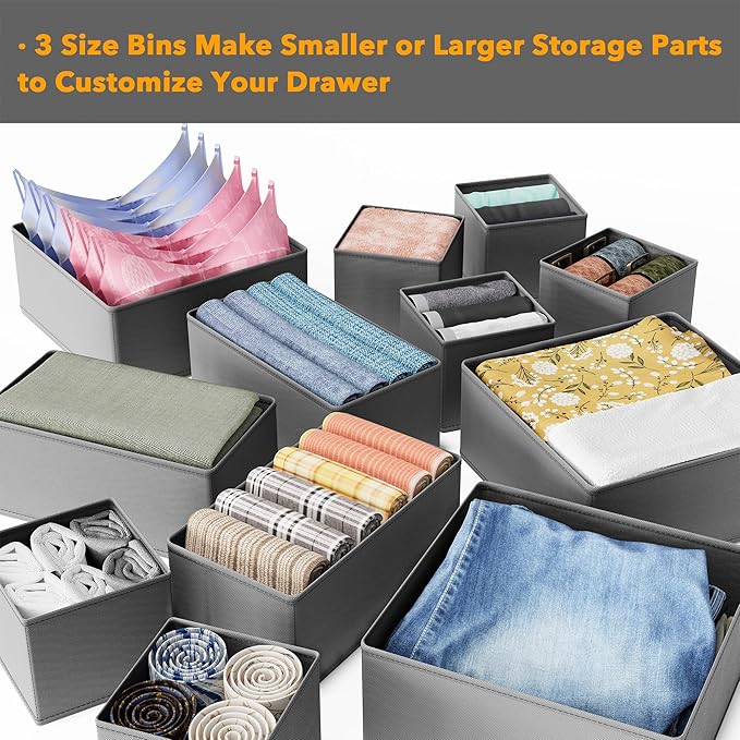 SpaceAid Drawer Organizer Clothes, 12 Pack Dresser Organizer Bins for Nursery, Closet Organization and Storage Dividers for C