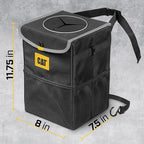 CAT® Car Trash Can & Ice Cooler – 2.4 Gallon Hanging Organizer with Anti-Spill Lid, Leak-Proof Waterproof Liner, Multi-Use Vehicle Bin for Cars, Trucks, SUVs – Heavy-Duty Travel Accessory