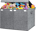 122L Large Toy Chest Box with Lid, Foldable Toy Storage Organizer Bin Boxes with Removable Divider for Kids, Boys, Girls, Nur