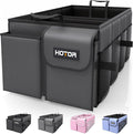 HOTOR Foldable Trunk Organizer - SUVs & Sedans, Sturdy Car Organization With 2 Compartments, Black, 23.6x14.2x10.6