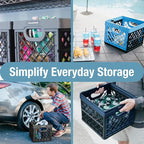 CleverMade Collapsible Milk Crate 25L (6.6 Gal) 3 Pack, 50 lb Capacity Heavy Duty Folding Crate – Stackable Storage Crates wi
